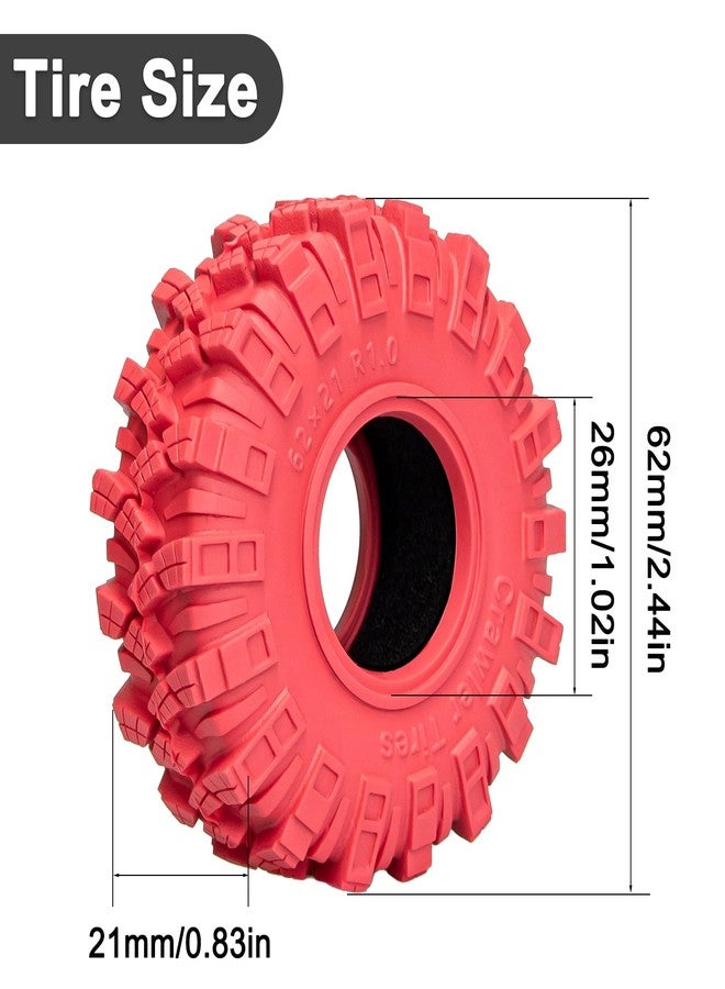 LRFHL 1.0 Tires Soft and High Grip 1.0 Colored Tires RC Crawler Tyres with Foam Insert for 1/18 TRX4M 1/24 SCX24 FCX24 Upgrade (4PCS, Red) - Image 2